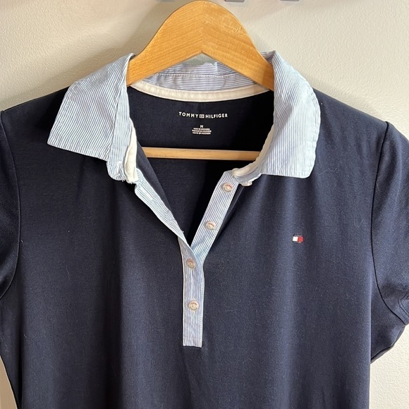 TOMMY Hilfiger V-neck Polo Dress Size Medium, T-Shirt Dress Short Sleeve Casual - Picture 2 of 11